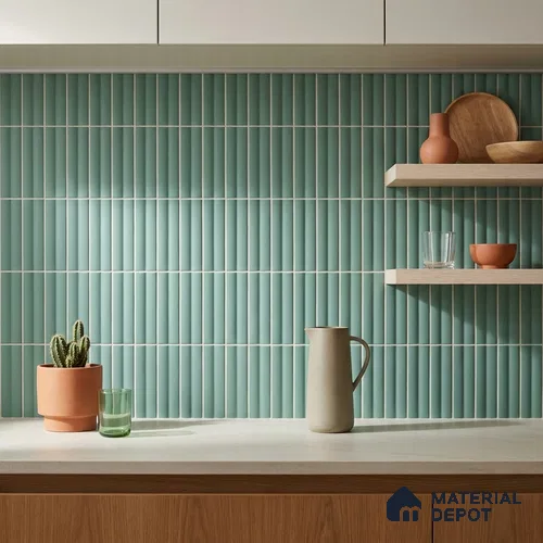 Subway Fluted Wall Tile TL 04961 Piedra Blue Bliss 12 x 3 inch Ceramic Matte Finish - 6.5 mm | Suitable for Highlighter Walls, Foyer, Bathroom, Kitchen Wall & Backsplashes