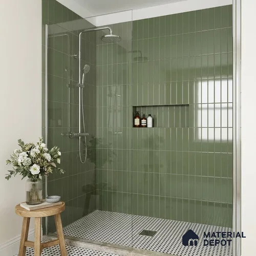 Subway Wall Tile TL 04962 B Reflectos Sage Mist 12 x 3 inch Ceramic Glossy Finish - 6.5 mm | Suitable for Highlighter Walls, Foyer, Bathroom, Kitchen Wall & Backsplashes