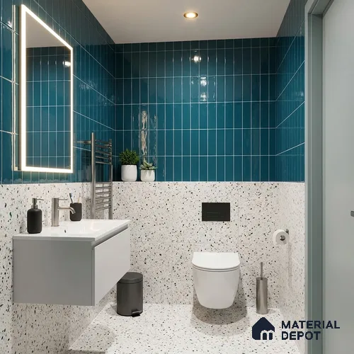 Subway Wall Tile TL 04966 L Cielo Shade 2 Coastal Sky 12 x 3 inch Ceramic Glossy Finish - 6.5 mm | Suitable for Highlighter Walls, Foyer, Bathroom, Kitchen Wall & Backsplashes