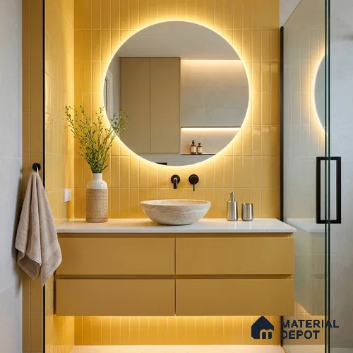 Subway Glossy Finish Yellow Ceramic Wall Tile | TL 04966 M 1 ft x 3 inch - 6.5 mm | Suitable For Bathroom, Kitchen Backsplash & Restaurant