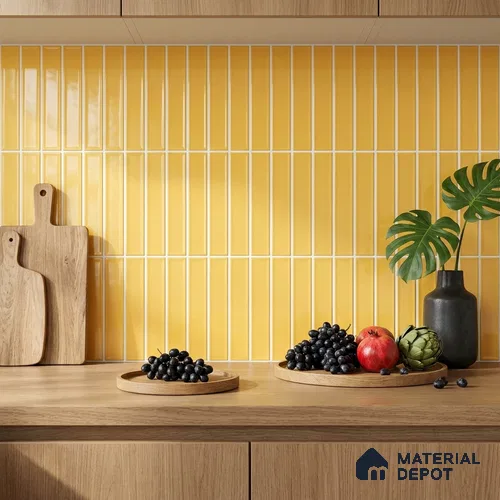 Subway Glossy Finish Yellow Ceramic Wall Tile | TL 04966 M 1 ft x 3 inch - 6.5 mm | Suitable For Bathroom, Kitchen Backsplash & Restaurant