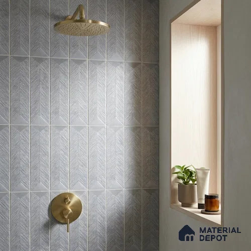 Subway Wall Tile TL 04999 B Lucent Decor Knitted Fabric Grey 12 x 3 inch Ceramic Matte Finish - 6 mm | Suitable for Highlighter Walls, Foyer, Bathroom, Kitchen Wall & Backsplashes