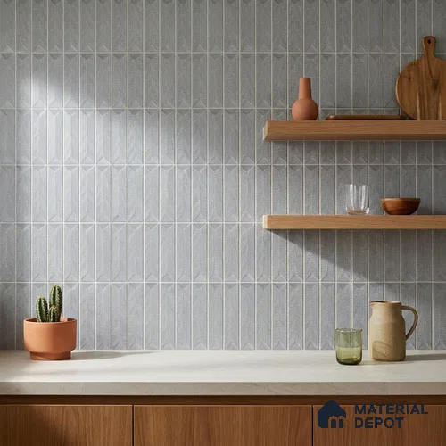 Subway Wall Tile TL 04999 B Lucent Decor Knitted Fabric Grey 12 x 3 inch Ceramic Matte Finish - 6 mm | Suitable for Highlighter Walls, Foyer, Bathroom, Kitchen Wall & Backsplashes
