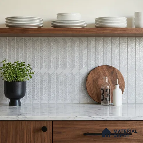 Subway Wall Tile TL 04999 E Lucent Decor Knitted Fabric Lilac 12 x 3 inch Ceramic Matte Finish - 6 mm | Suitable for Highlighter Walls, Foyer, Bathroom, Kitchen Wall & Backsplashes