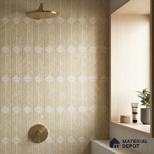 Subway Wall Tile TL 04999 I Lucent Decor Knitted Fabric Yellow 12 x 3 inch Ceramic Matte Finish - 6 mm | Suitable for Highlighter Walls, Foyer, Bathroom, Kitchen Wall & Backsplashes