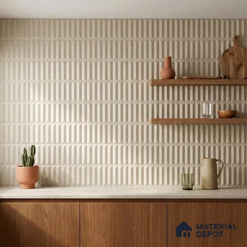 Subway Wall Tile TL 04999 J Lucent Base Knitted Fabric Yellow 12 x 3 inch Ceramic Matte Finish - 6 mm | Suitable for Highlighter Walls, Foyer, Bathroom, Kitchen Wall & Backsplashes