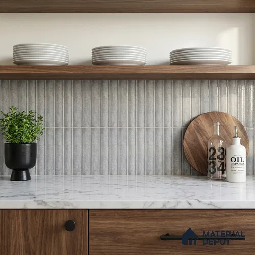 Subway Wall Tile TL 05000 C Lucent Grey Glitters 12 x 3 inch Ceramic Matte Finish - 6 mm | Suitable for Highlighter Walls, Foyer, Bathroom, Kitchen Wall & Backsplashes