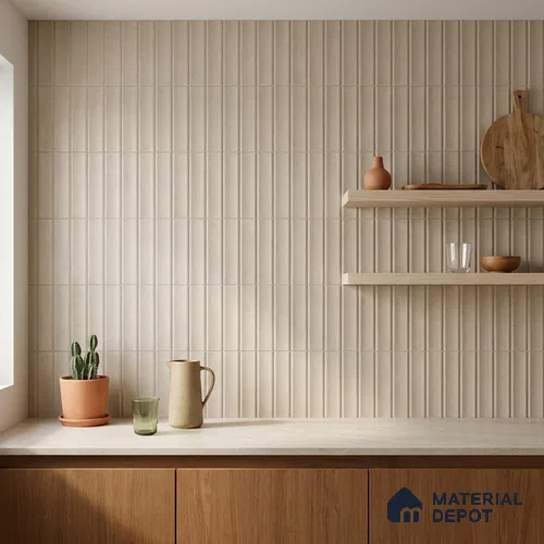Subway Wall Tile TL 05000 Lucent Ivory Dune 12 x 3 inch Ceramic Matte Finish - 6 mm | Suitable for Highlighter Walls, Foyer, Bathroom, Kitchen Wall & Backsplashes