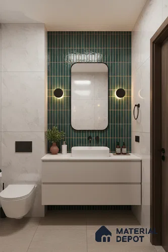 Faux Subway Wall Tile TL 05004 E Cinthia Kitkat Teal 1 ft x 1 ft Ceramic Glossy Finish - 9.5 mm | Suitable for Highlighter Walls, Foyer, Bathroom, Kitchen Wall & Backsplashes | Please Expect a Slight Variation of Pattern