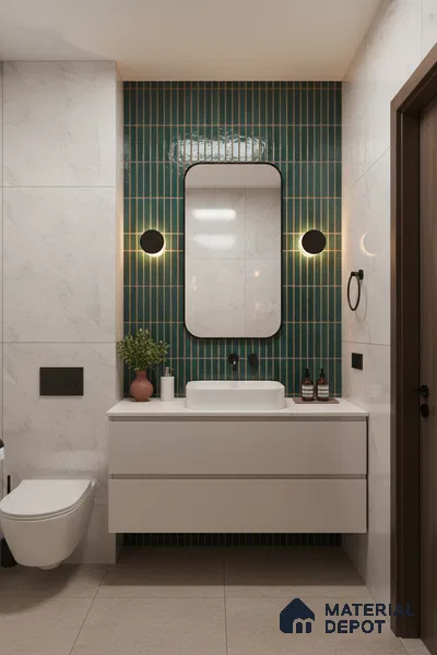 Faux Subway Wall Tile TL 05004 E Cinthia Kitkat Teal 1 ft x 1 ft Ceramic Glossy Finish - 9.5 mm | Suitable for Highlighter Walls, Foyer, Bathroom, Kitchen Wall & Backsplashes | Please Expect a Slight Variation of Pattern