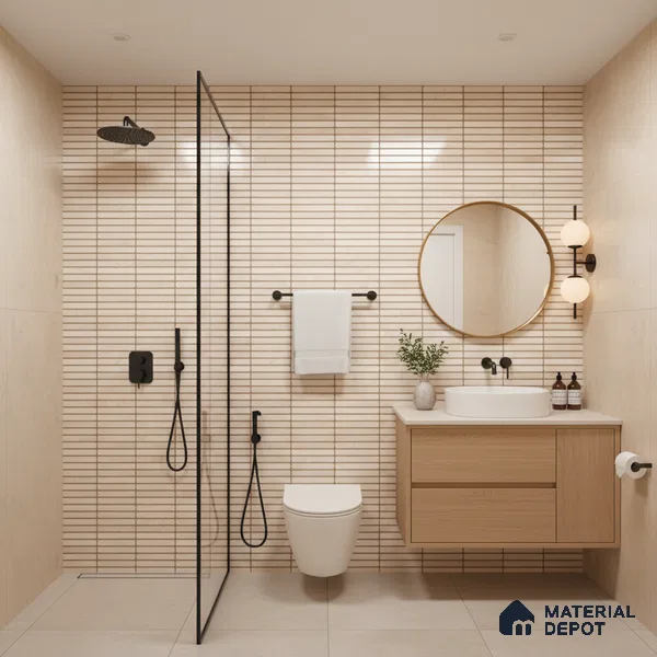 Faux Subway Wall Tile TL 05004 F Cinthia Kitkat Crema 1 ft x 1 ft Ceramic Glossy Finish - 9.5 mm | Suitable for Highlighter Walls, Foyer, Bathroom, Kitchen Wall & Backsplashes | Please Expect a Slight Variation of Pattern