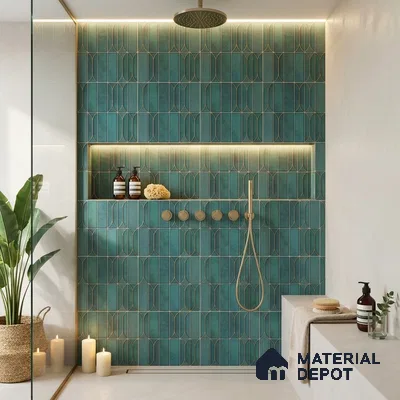 Faux Subway Wall Tile TL 05005 C Calypso Teal 1 ft x 1 ft Ceramic Matte Finish - 9.5 mm | Suitable for Highlighter Walls, Foyer, Bathroom, Kitchen Wall & Backsplashes | Please Expect a Slight Variation of Pattern