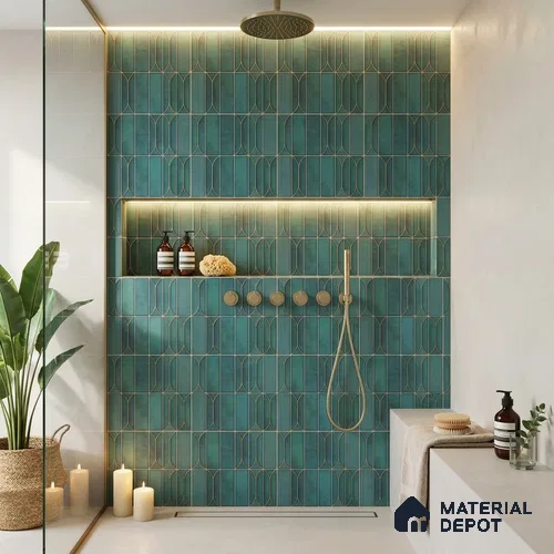 Faux Subway Wall Tile TL 05005 C Calypso Teal 1 ft x 1 ft Ceramic Matte Finish - 9.5 mm | Suitable for Highlighter Walls, Foyer, Bathroom, Kitchen Wall & Backsplashes | Please Expect a Slight Variation of Pattern