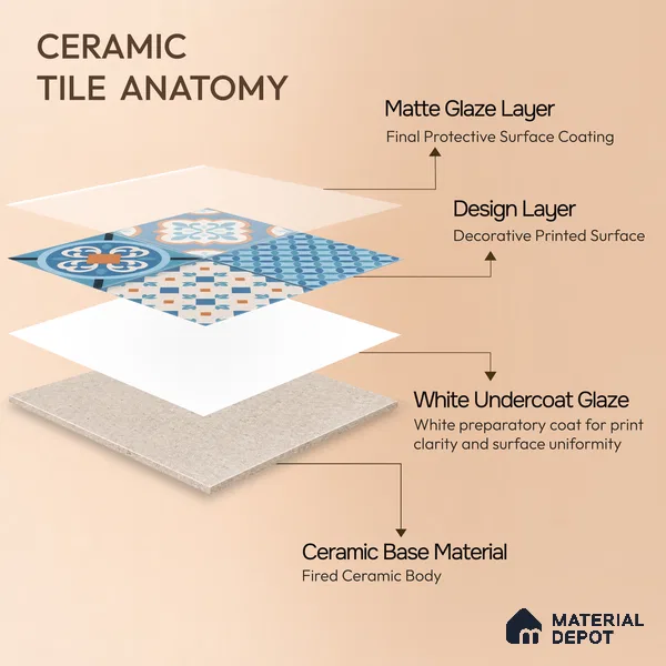 Moroccan Wall & Floor Tile TL 05007 Marrakech Tidal Blue 1 ft x 1 ft Ceramic Matte Finish - 9 mm | Suitable for Bathroom, Kitchen, Balcony | Please Expect a Slight Variation of Pattern
