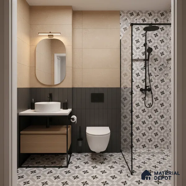 Moroccan Floor & Wall Tile TL 05044 Morissa Astral Kasbah 1 ft x 1 ft Ceramic Matte Finish - 7.5 mm | Suitable for Bathroom, Kitchen,  Balcony | Please Expect a Slight Variation of Pattern (Sample)