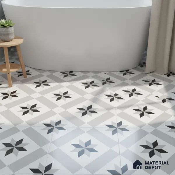 Moroccan Floor & Wall Tile TL 05044 Morissa Astral Kasbah 1 ft x 1 ft Ceramic Matte Finish - 7.5 mm | Suitable for Bathroom, Kitchen,  Balcony | Please Expect a Slight Variation of Pattern (Sample)