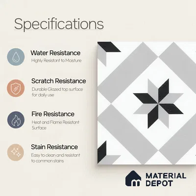 Moroccan Floor & Wall Tile TL 05044 Morissa Astral Kasbah 1 ft x 1 ft Ceramic Matte Finish - 7.5 mm | Suitable for Bathroom, Kitchen,  Balcony | Please Expect a Slight Variation of Pattern