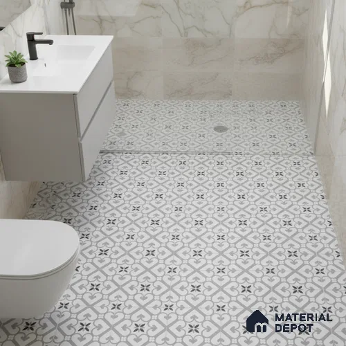 Moroccan Floor & Wall Tile TL 05045 Morissa Sahara Slate 1 ft x 1 ft Ceramic Matte Finish - 7.5 mm | Suitable for Bathroom, Kitchen, Balcony | Please Expect a Slight Variation of Pattern