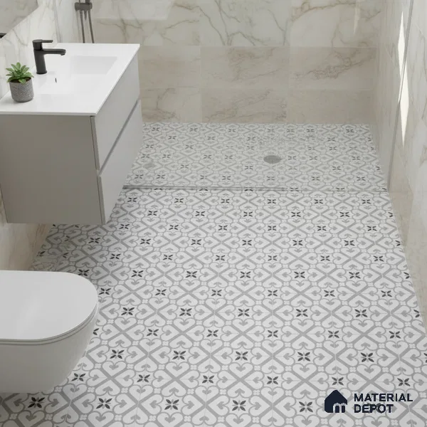 Moroccan Floor & Wall Tile TL 05045 Morissa Sahara Slate 1 ft x 1 ft Ceramic Matte Finish - 7.5 mm | Suitable for Bathroom, Kitchen,  Balcony | Please Expect a Slight Variation of Pattern (Sample)