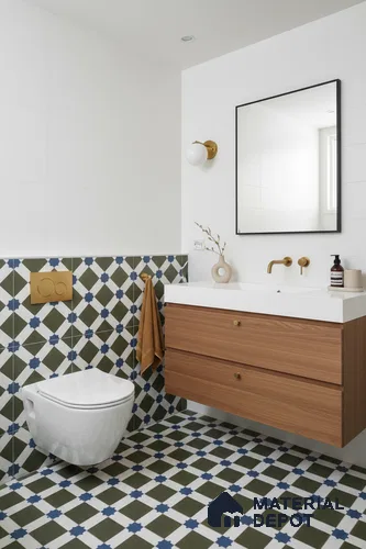 Moroccan Floor & Wall Tile TL 05047 Morissa Olive Star Mosaic 1 ft x 1 ft Ceramic Matte Finish - 7.5 mm | Suitable for Bathroom, Kitchen, Balcony | Please Expect a Slight Variation of Pattern