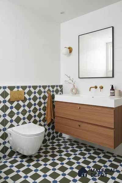Moroccan Floor & Wall Tile TL 05047 Morissa Olive Star Mosaic 1 ft x 1 ft Ceramic Matte Finish - 7.5 mm | Suitable for Bathroom, Kitchen, Balcony | Please Expect a Slight Variation of Pattern