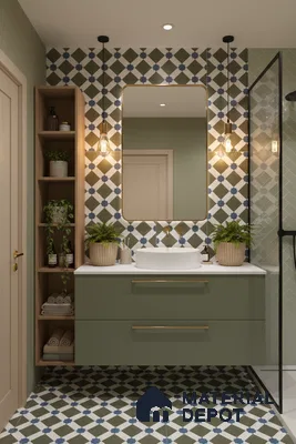 Moroccan Floor & Wall Tile TL 05047 Morissa Olive Star Mosaic 1 ft x 1 ft Ceramic Matte Finish - 7.5 mm | Suitable for Bathroom, Kitchen, Balcony | Please Expect a Slight Variation of Pattern