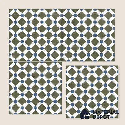 Moroccan Floor & Wall Tile TL 05047 Morissa Olive Star Mosaic 1 ft x 1 ft Ceramic Matte Finish - 7.5 mm | Suitable for Bathroom, Kitchen, Balcony | Please Expect a Slight Variation of Pattern