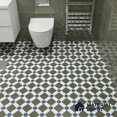 Moroccan Floor & Wall Tile TL 05047 Morissa Olive Star Mosaic 1 ft x 1 ft Ceramic Matte Finish - 7.5 mm | Suitable for Bathroom, Kitchen, Balcony | Please Expect a Slight Variation of Pattern