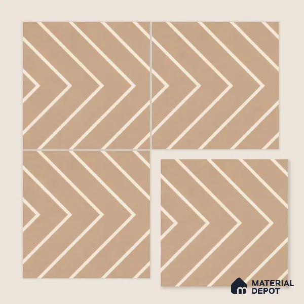 Moroccan Floor & Wall Tile TL 05049 Morissa Sahara Chevron 1 ft x 1 ft Ceramic Matte Finish - 7.5 mm | Suitable for Bathroom, Kitchen, Balcony | Please Expect a Slight Variation of Pattern