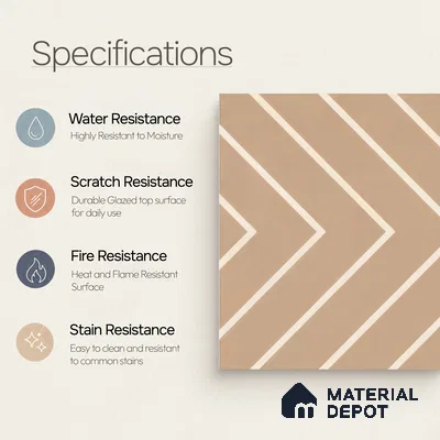 Moroccan Floor & Wall Tile TL 05049 Morissa Sahara Chevron 1 ft x 1 ft Ceramic Matte Finish - 7.5 mm | Suitable for Bathroom, Kitchen, Balcony | Please Expect a Slight Variation of Pattern