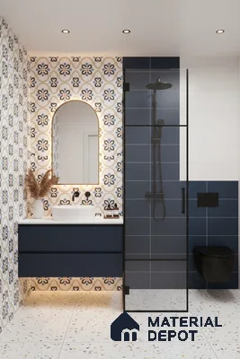 Moroccan Floor & Wall Tile TL 05051 Morissa Desert Bloom 1 ft x 1 ft Ceramic Matte Finish - 7.5 mm | Suitable for Bathroom, Kitchen,  Balcony | Please Expect a Slight Variation of Pattern (Sample)