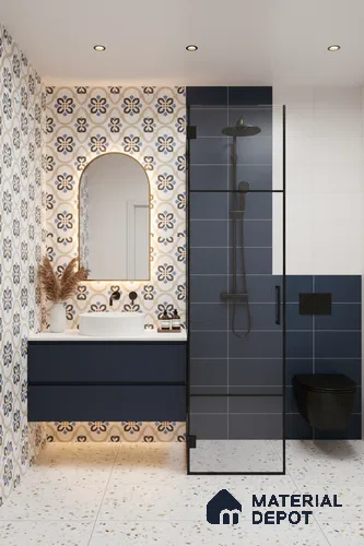 Moroccan Floor & Wall Tile TL 05051 Morissa Desert Bloom 1 ft x 1 ft Ceramic Matte Finish - 7.5 mm | Suitable for Bathroom, Kitchen, Balcony | Please Expect a Slight Variation of Pattern