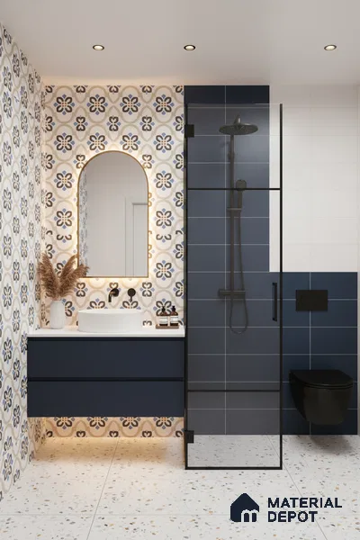 Moroccan Floor & Wall Tile TL 05051 Morissa Desert Bloom 1 ft x 1 ft Ceramic Matte Finish - 7.5 mm | Suitable for Bathroom, Kitchen,  Balcony | Please Expect a Slight Variation of Pattern (Sample)