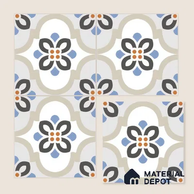 Moroccan Floor & Wall Tile TL 05051 Morissa Desert Bloom 1 ft x 1 ft Ceramic Matte Finish - 7.5 mm | Suitable for Bathroom, Kitchen, Balcony | Please Expect a Slight Variation of Pattern