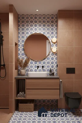 Moroccan Floor & Wall Tile TL 05053 Morissa Azure Blue Floral 1 ft x 1 ft Ceramic Matte Finish - 8 mm | Suitable for Bathroom, Kitchen,  Balcony | Please Expect a Slight Variation of Pattern