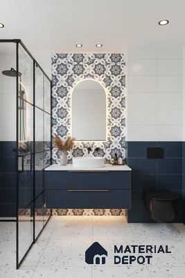 Moroccan Floor & Wall Tile TL 05054 Morissa Fez Illusion 1 ft x 1 ft Ceramic Matte Finish - 8 mm | Suitable for Bathroom, Kitchen,  Balcony | Please Expect a Slight Variation of Pattern (Sample)