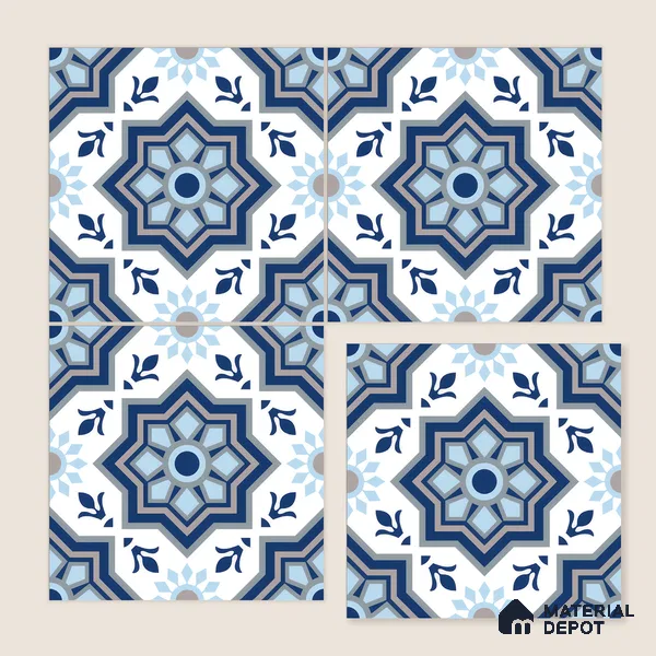 Moroccan Floor & Wall Tile TL 05054 Morissa Fez Illusion 1 ft x 1 ft Ceramic Matte Finish - 8 mm | Suitable for Bathroom, Kitchen, Balcony | Please Expect a Slight Variation of Pattern