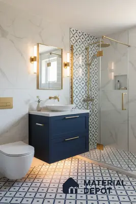 Moroccan Floor & Wall Tile TL 05055 Morissa Azure Cloud Star 1 ft x 1 ft Ceramic Matte Finish - 8 mm | Suitable for Bathroom, Kitchen,  Balcony | Please Expect a Slight Variation of Pattern