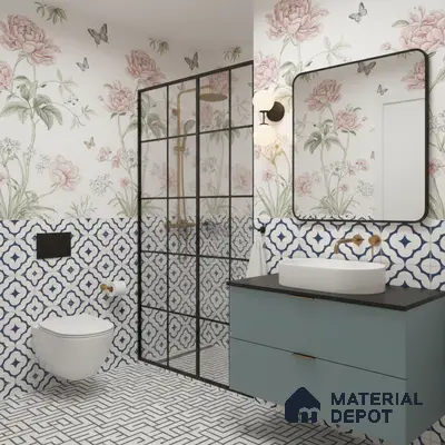 Moroccan Floor & Wall Tile TL 05055 Morissa Azure Cloud Star 1 ft x 1 ft Ceramic Matte Finish - 8 mm | Suitable for Bathroom, Kitchen,  Balcony | Please Expect a Slight Variation of Pattern