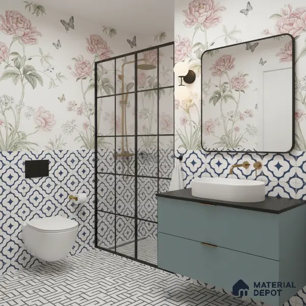 Moroccan Floor & Wall Tile TL 05055 Morissa Azure Cloud Star 1 ft x 1 ft Ceramic Matte Finish - 8 mm | Suitable for Bathroom, Kitchen, Balcony | Please Expect a Slight Variation of Pattern
