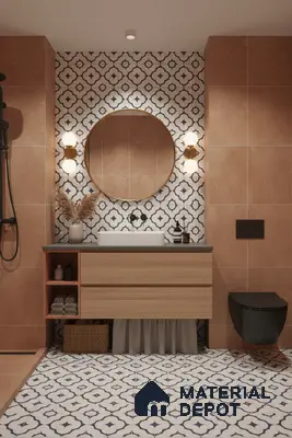 Moroccan Floor & Wall Tile TL 05055 Morissa Azure Cloud Star 1 ft x 1 ft Ceramic Matte Finish - 8 mm | Suitable for Bathroom, Kitchen,  Balcony | Please Expect a Slight Variation of Pattern