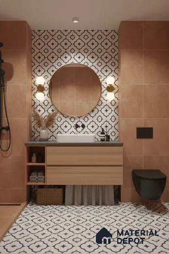 Moroccan Floor & Wall Tile TL 05055 Morissa Azure Cloud Star 1 ft x 1 ft Ceramic Matte Finish - 8 mm | Suitable for Bathroom, Kitchen, Balcony | Please Expect a Slight Variation of Pattern