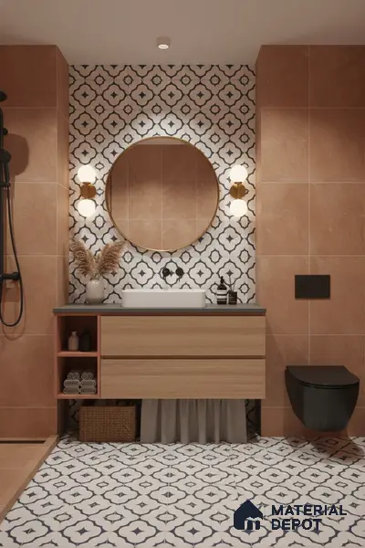 Moroccan Floor & Wall Tile TL 05055 Morissa Azure Cloud Star 1 ft x 1 ft Ceramic Matte Finish - 8 mm | Suitable for Bathroom, Kitchen, Balcony | Please Expect a Slight Variation of Pattern