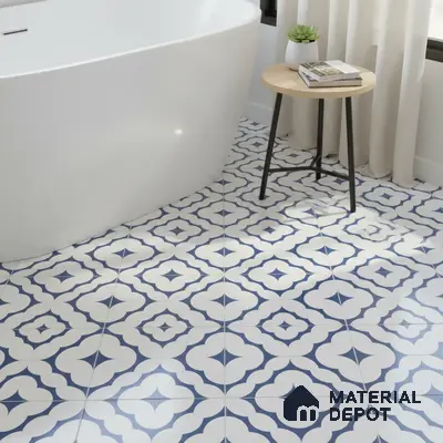 Moroccan Floor & Wall Tile TL 05055 Morissa Azure Cloud Star 1 ft x 1 ft Ceramic Matte Finish - 8 mm | Suitable for Bathroom, Kitchen,  Balcony | Please Expect a Slight Variation of Pattern