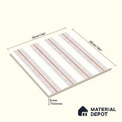 Moroccan Floor & Wall Tile TL 05056 Morissa Metallic Bronze Line 1 ft x 1 ft Ceramic Matte Finish - 8 mm | Suitable for Bathroom, Kitchen, Basin Area | Please Expect a Slight Variation of Pattern