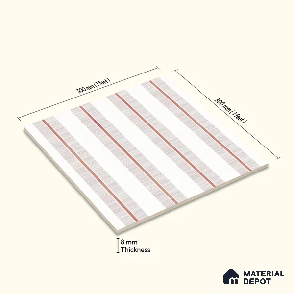 Moroccan Floor & Wall Tile TL 05056 Morissa Metallic Bronze Line 1 ft x 1 ft Ceramic Matte Finish - 8 mm | Suitable for Bathroom, Kitchen, Basin Area | Please Expect a Slight Variation of Pattern