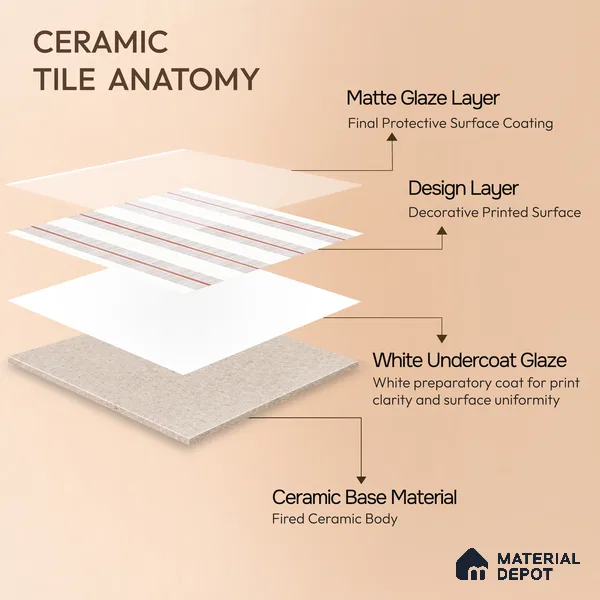 Moroccan Floor & Wall Tile TL 05056 Morissa Metallic Bronze Line 1 ft x 1 ft Ceramic Matte Finish - 8 mm | Suitable for Bathroom, Kitchen, Basin Area | Please Expect a Slight Variation of Pattern