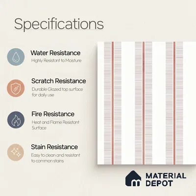 Moroccan Floor & Wall Tile TL 05056 Morissa Metallic Bronze Line 1 ft x 1 ft Ceramic Matte Finish - 8 mm | Suitable for Bathroom, Kitchen, Basin Area | Please Expect a Slight Variation of Pattern