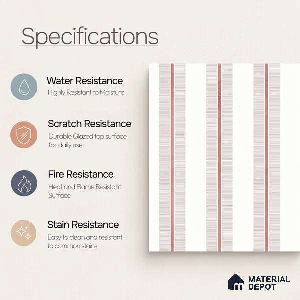 Moroccan Floor & Wall Tile TL 05056 Morissa Metallic Bronze Line 1 ft x 1 ft Ceramic Matte Finish - 8 mm | Suitable for Bathroom, Kitchen, Basin Area | Please Expect a Slight Variation of Pattern