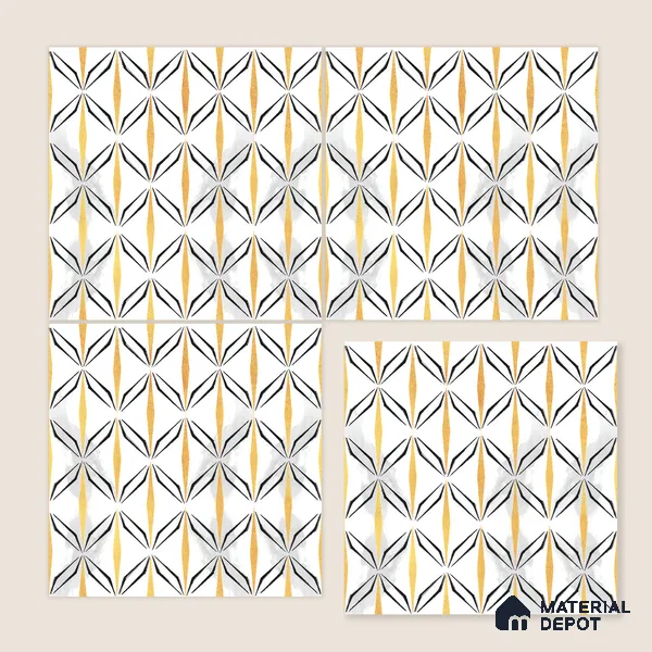 Moroccan Floor & Wall Tile TL 05057 Morissa Golden Black Fly 1 ft x 1 ft Ceramic Matte Finish - 8 mm | Suitable for Bathroom, Kitchen, Basin Area | Please Expect a Slight Variation of Pattern